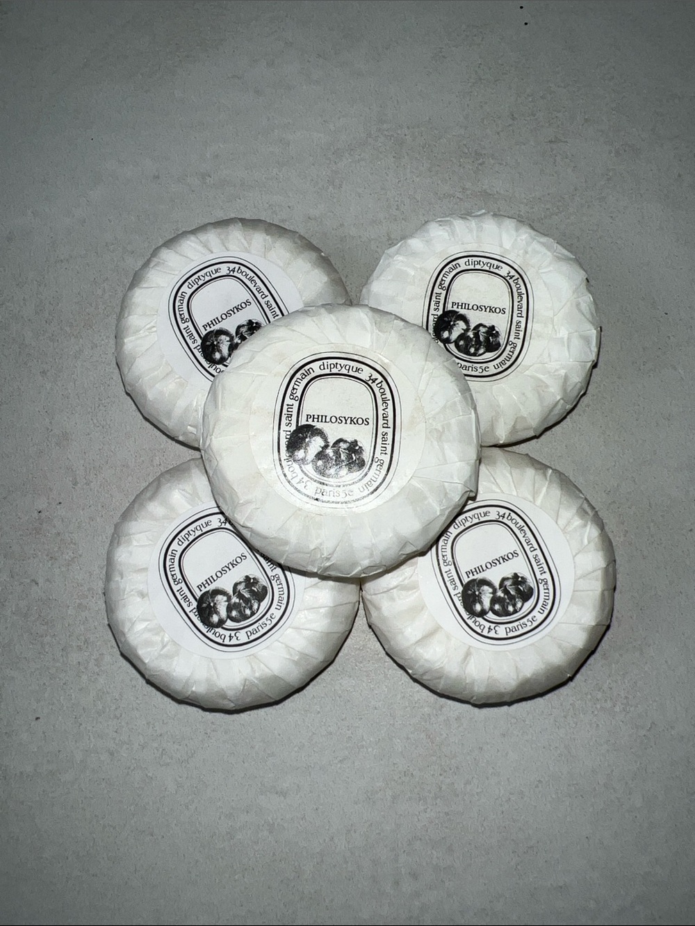 5 diptyque White Wrapped Soap Bars Philosykos 1oz 30g